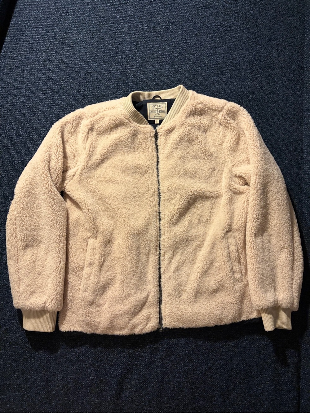 FatFace Unisex Cream Sherpa Bomber Jacket